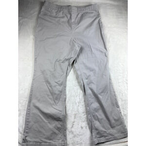 LL Bean Pants Pull On Size 18 Reg Khaki Wide Leg Stretch Hiking Travel